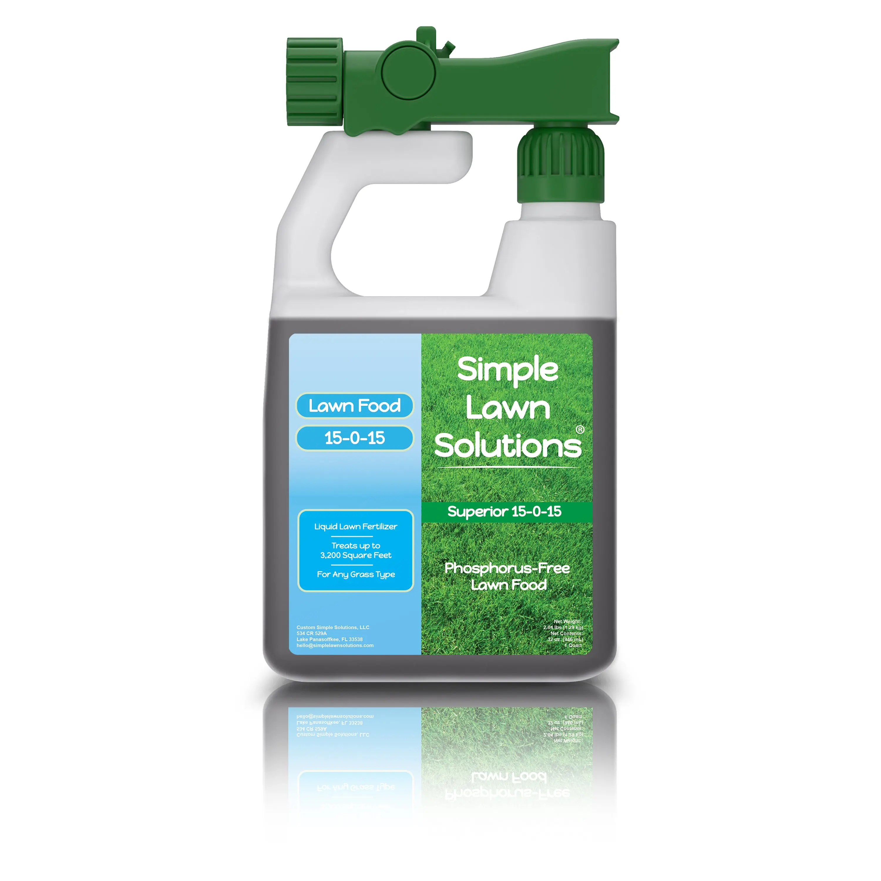 Lawn Food 15-0-15 - Phosphorus-Free Liquid Fertilizer - Nitrogen & Potassium - Fast-acting Nutrients for Greening & Growth - Ready-to-use Attached Sprayer - 32 oz