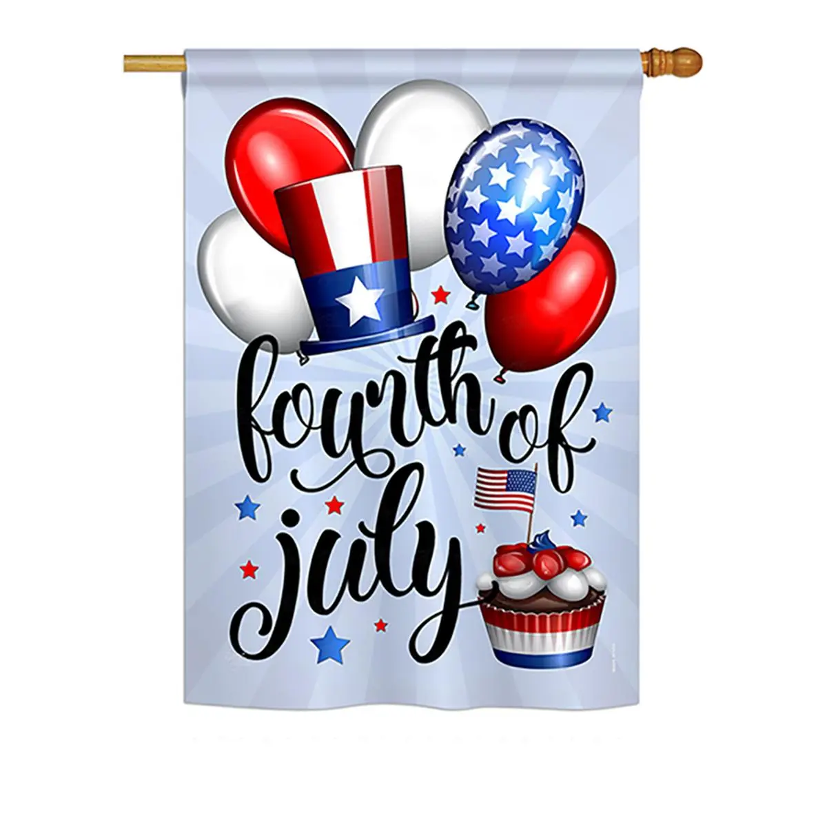 Breeze Decor BD-FJ-H-111079-IP-BO-DS02-US Americana Print Vertical House Flag with Hanger, 4th of July Festive Banners, 28x40 in.