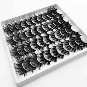 Fluffy Messy Faux Eyelashes, 20 Pairs Natural Look Volume Makeup False Eyelashes Extensions, Thick Curling False Eyelashes for Daily & Party Use, Fluffy Lash Clusters