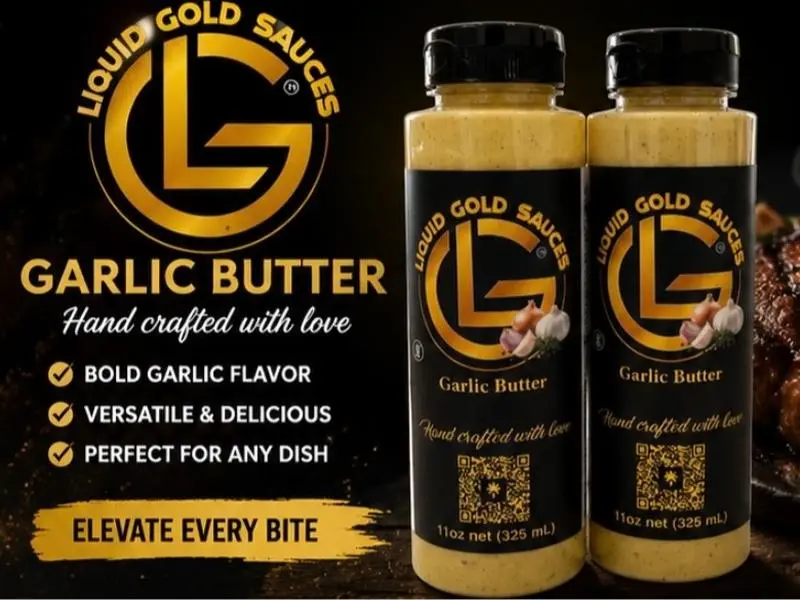 Liquid Gold Garlic Butter, Gluten-Free, Chilled, 2 Bottles, 22 oz Net Weight (650 mL)
