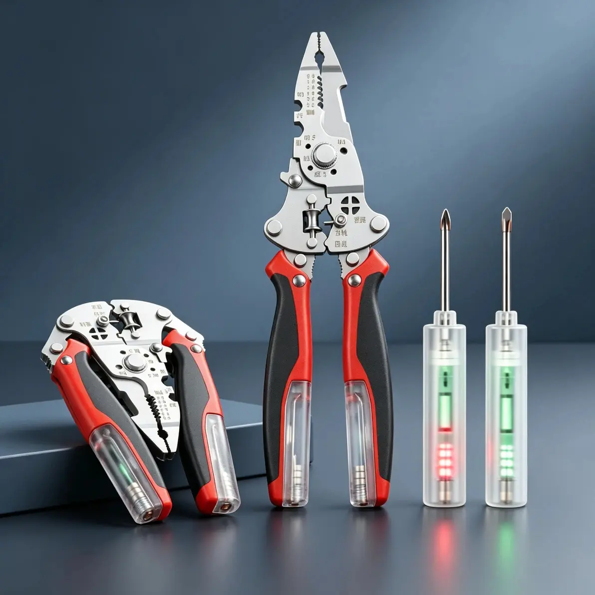 10-in High-Grade Steel 18-in-1 Multi-Functional Electrician Wire Stripper Pliers - Foldable Grip, Plug-in Voltage Tester, 2 Detachable Tester Pens, Cable Cutter, Crimper for Wire Work, Copper Cables