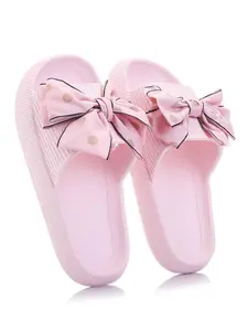 Women's Bowknot Decorated Slides, Casual Comfortable Lightweight Home Slippers, Non-slip Soft Sole Slippers for Indoor & Outdoor Wear, Walking Shoes, Fashion Slippers