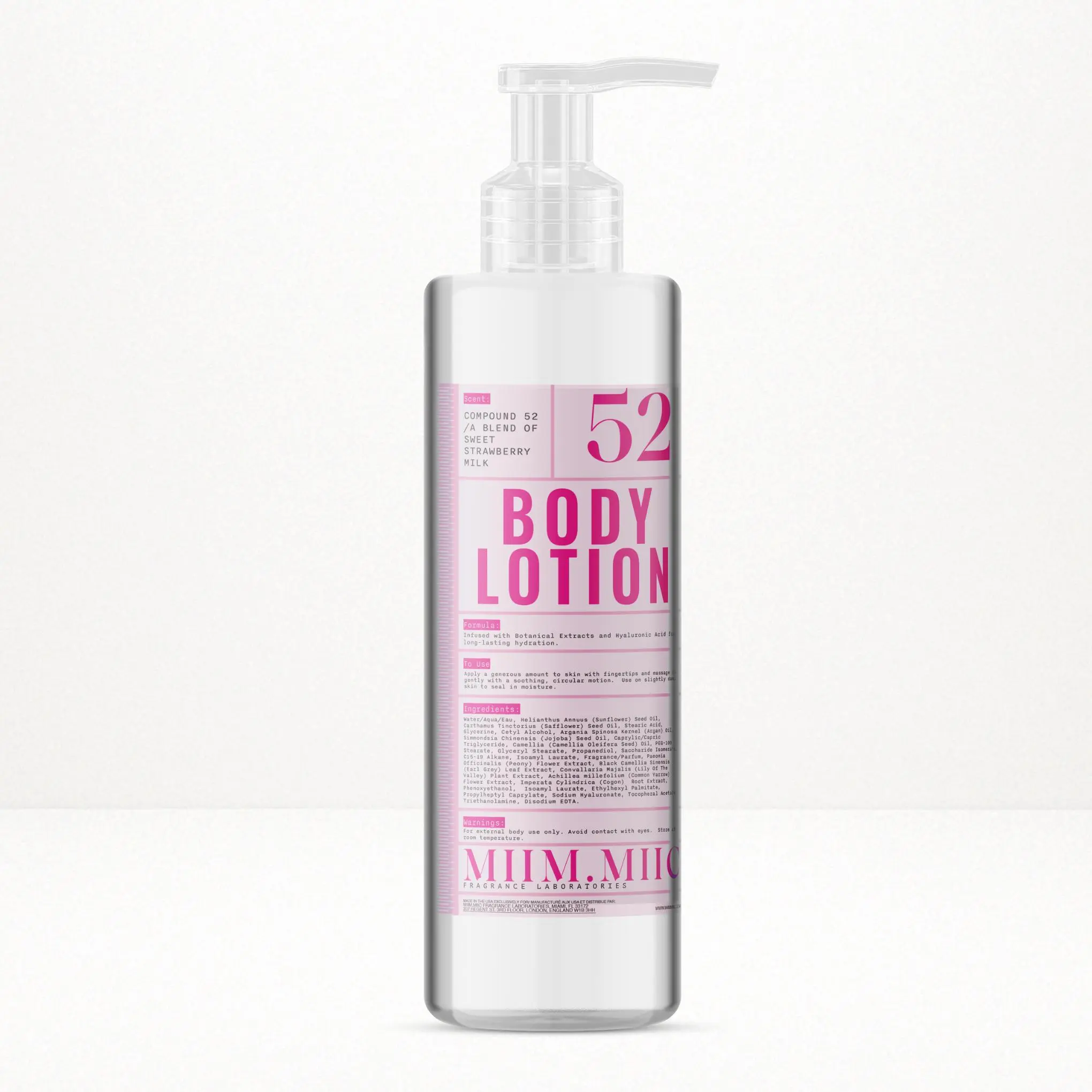 No 52 Silky Sweet Strawberry Milk Moisture Lock Body Lotion, Plant-Based Sunflower Body Care Moisturizer, Scent Argan Blend