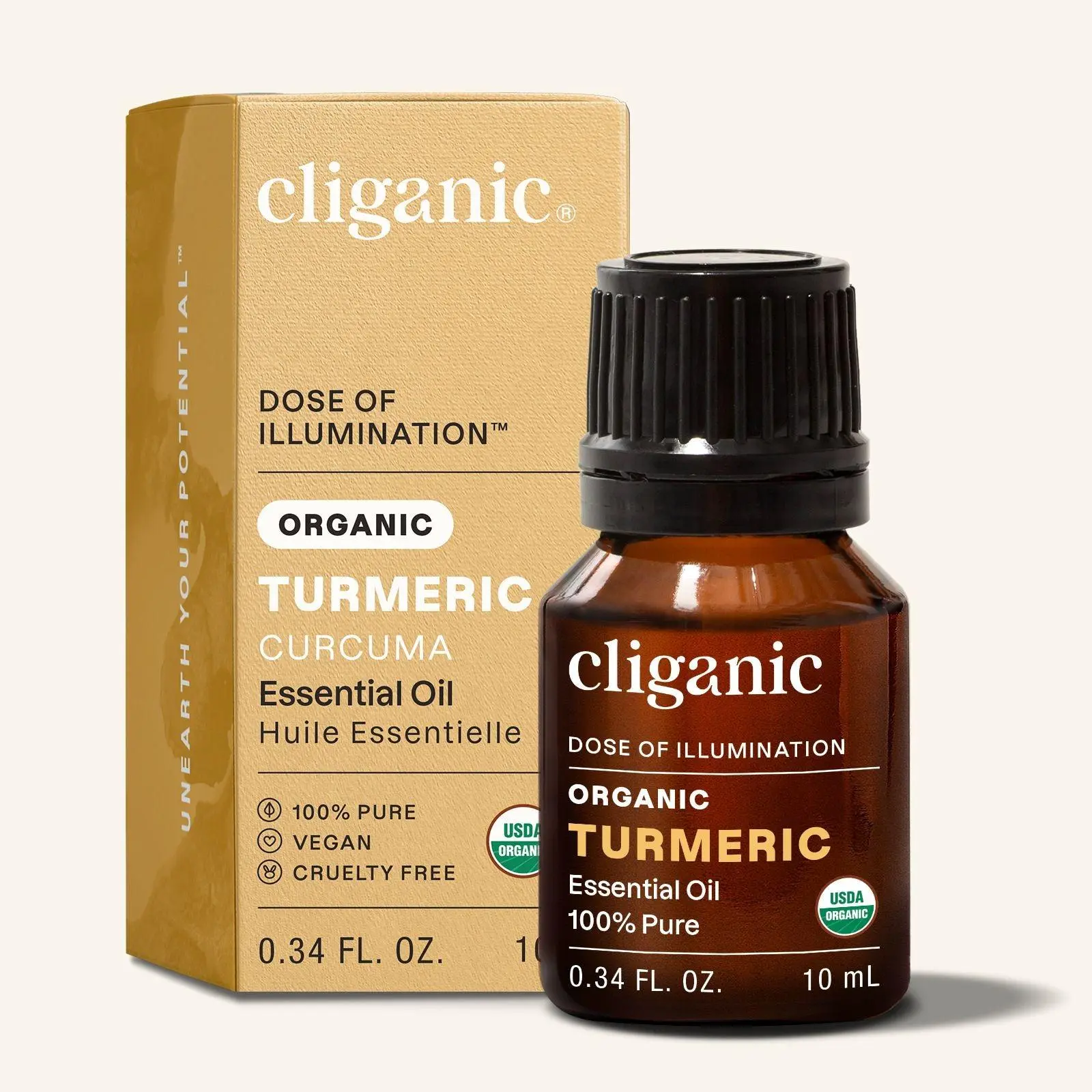 Cliganic Organic Turmeric Essential Oil 100% Pure Natural for Aromatherapy Non-GMO USDA Certified 10 mL - Wellness & Healthcare Treatment