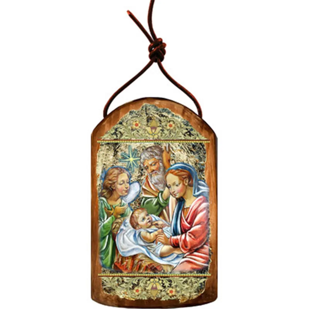 GDeBrekht 87049 Inspirational Icon Nativity With Angel Wooden Ornament, Festive Wall Decor, Holiday Gift for Home Supplies