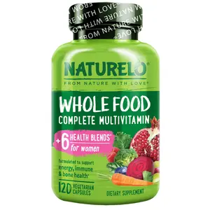NATURELO Whole Food Multivitamin for Women - with Vitamins, Minerals, & Organic Extracts - Supplement for Energy and Heart Health - Non GMO - 120 Vegan Capsules