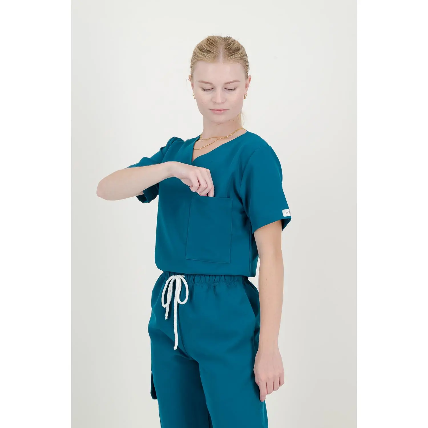 Women's Teal Scrub Top - V-Neck
