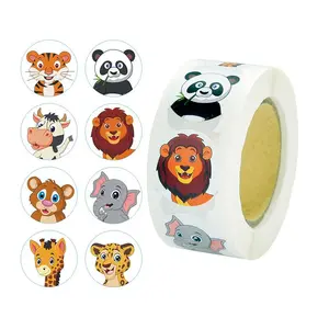 Round Cartoon Animal Pattern Sticker 500pcs/roll Multipurpose Decoration Sticker Packs Funny Stickers for School, Office, Home Stickers Included