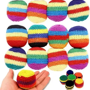 3/6PCS Handmade Crochet Hacky Sack Set, Boho Aesthetic Footbag Juggling Balls For Outdoor Play, Retro Summer Games For Kids Adults, Coordination Training Equipment For Backyard Party, Trendy Kick Sack Gift For Teens Girls Boys