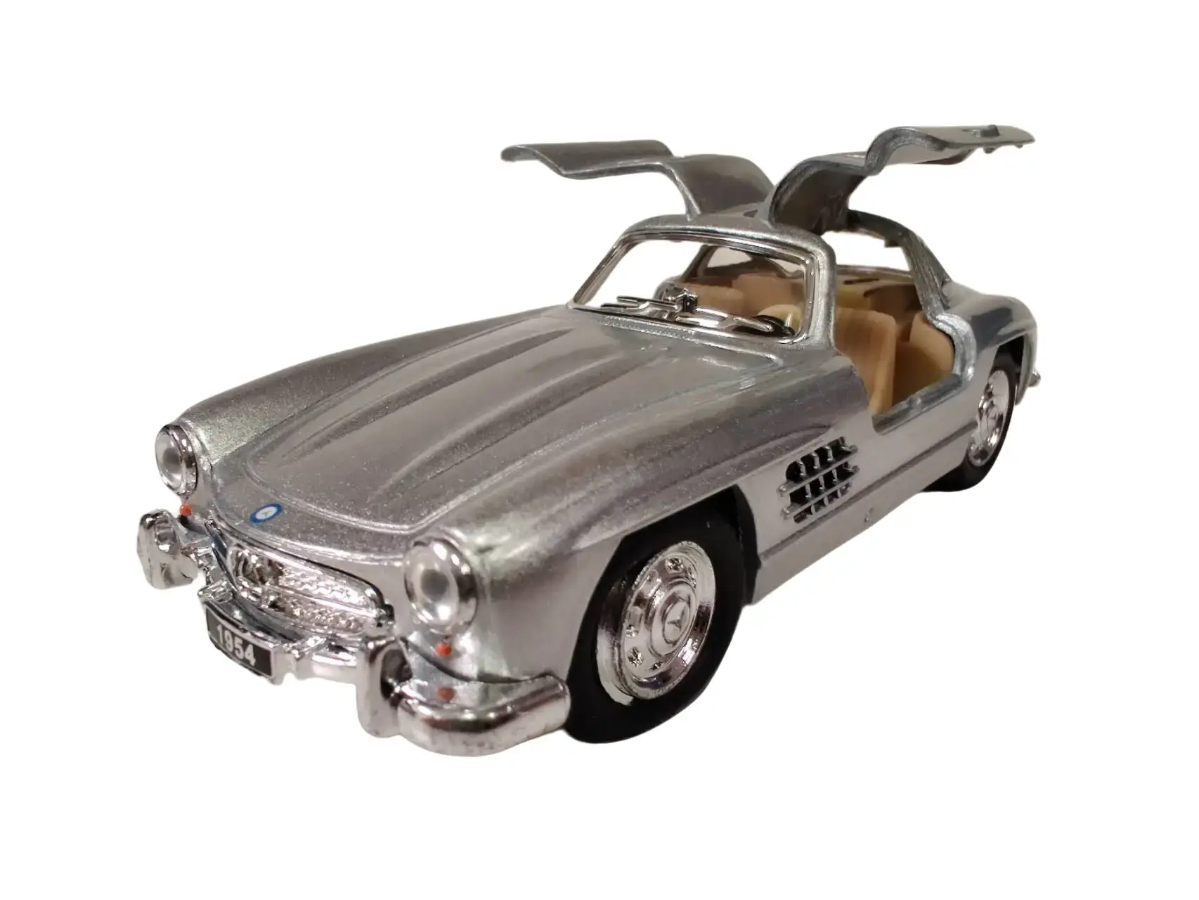 KINSMART 1954 Mercedes-Benz 300SL Coupe Diecast Model 1:36 Scale 5 Inches Long with Openable Doors and Pull-Back Action Silver Color