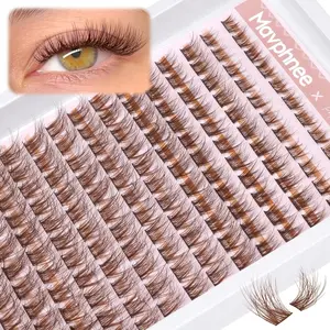 Brown Lash Clusters Natural Lash Extensions Wispy Eyelash Clusters 154 Pcs C-Curly Lashes Clusters for Everyday Wear Beginner Friendly Dark Brown Cluster Eyelash Extensions by MavphnneeC