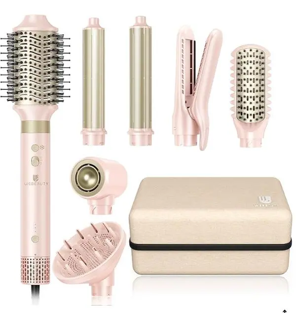 7-in-1 Hair Dryer & Styler Kit with Ceramic Negative Ion Technology for Bouncy Curls, Silky Straight Hair & Frizz Control | 110,000 RPM High-Speed Motor, Multi-Styler Curlers & Straighteners, Hair Straightening Brush Curlers & Straighteners