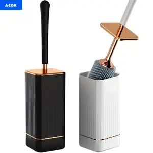 ACOK 1 set in black  toilet brush and holder set with long handle, suitable for modern bathroom cleaning, durable and thorough cleaning