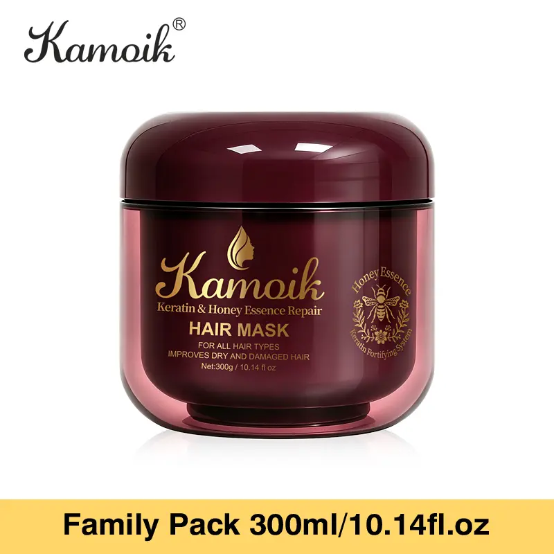 Kamoik Keratin Hair Treatment Deep Repair Conditioning Manuka Honey Argan Oil Hair Mask Essence for Dry Damaged Hair All Hair Types