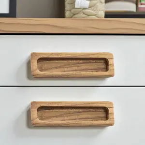 HomeRoots 476583 Brown Teak Wood Drawer Pull Knobs - Set of 2