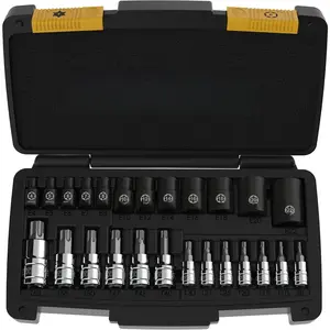 Master Torx Bit and Socket Set,  S2 Alloy & Cr-V Steel | 25-, Bit Socket T8-T60 & E-Torx E4-E22 | Heavy-Duty Storage Case (LX-148)