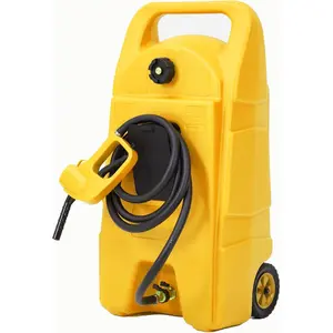 Heavy-Duty 15 Gallon Portable Gasoline Transfer Tank with 10FT Manual Siphon Pump, Leak-Proof Fuel Caddy on Wheels for Lawn Mowers, Tractors, Boats, Snow Blowers, Generators - Yellow