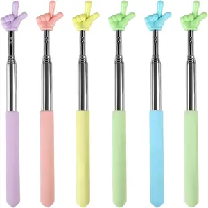 6pcs Pointer Finger Stick, Extendable Colorful Finger Pointer Stick, Mini Retractable Teacher Pointer for Presentation, Whiteboard, Blackboard, Classroom Supplies(5 Color)