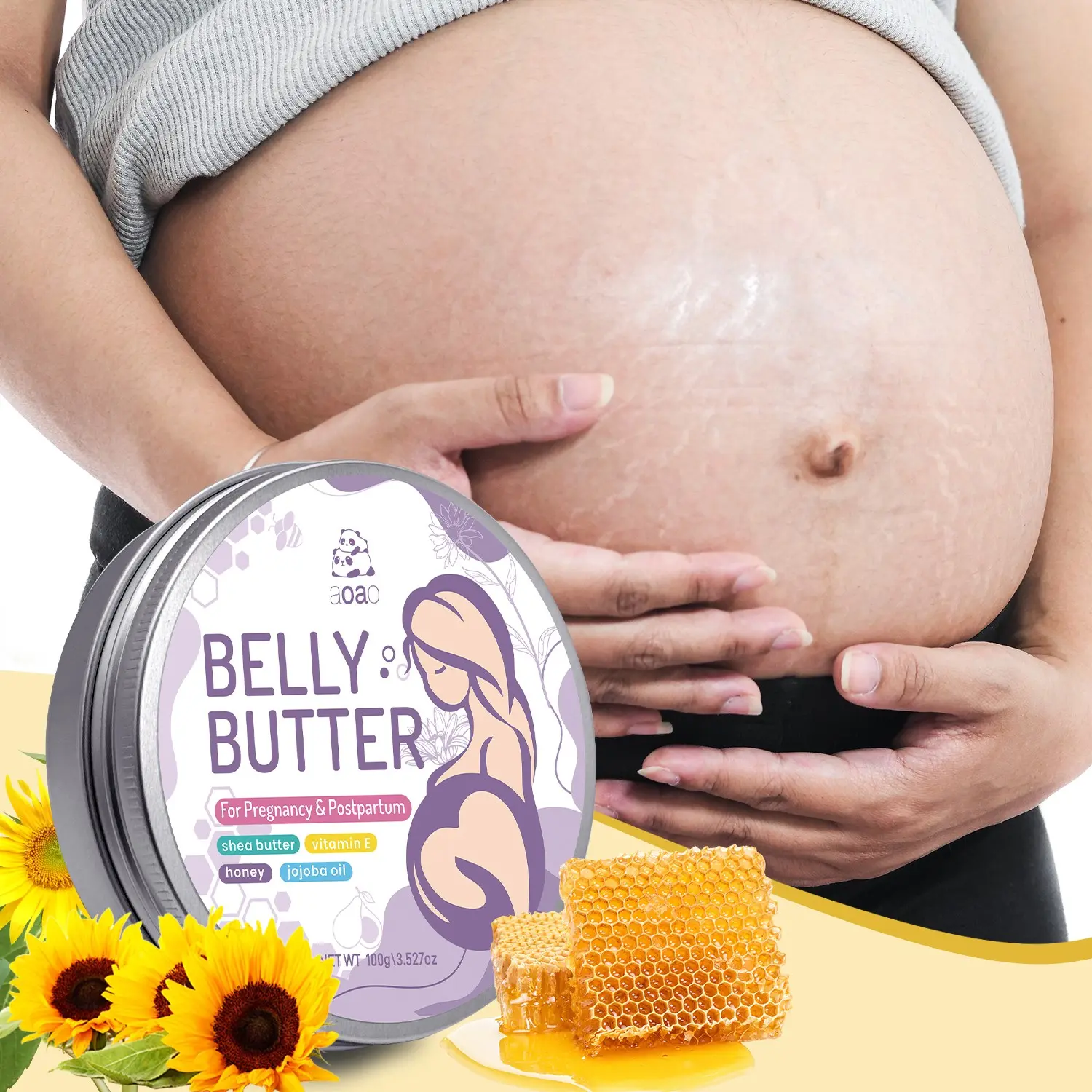 Pregnancy Stretch Mark Balm, Maternity, Pre and Post-Natal Abdominal Massage, Contains Argan and Shea Oil, Pregnancy Skin Care, Pregnancy Must Haves, 100g