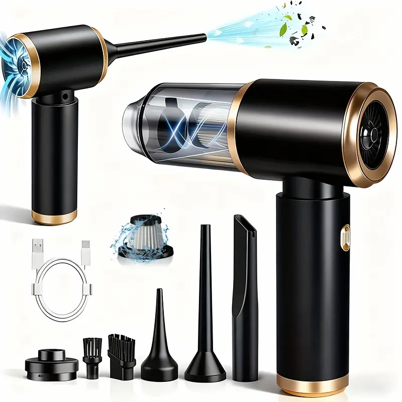 Powerful Cordless Handheld Vacuum Cleaner with Blow & Suction Function, USB-Rechargeable Cordless Mini Vacuum Suitable for Home, Car, Office - Lightweight Portable Sweeper with Filter & Dust Cup, Blow/Sweep Mode