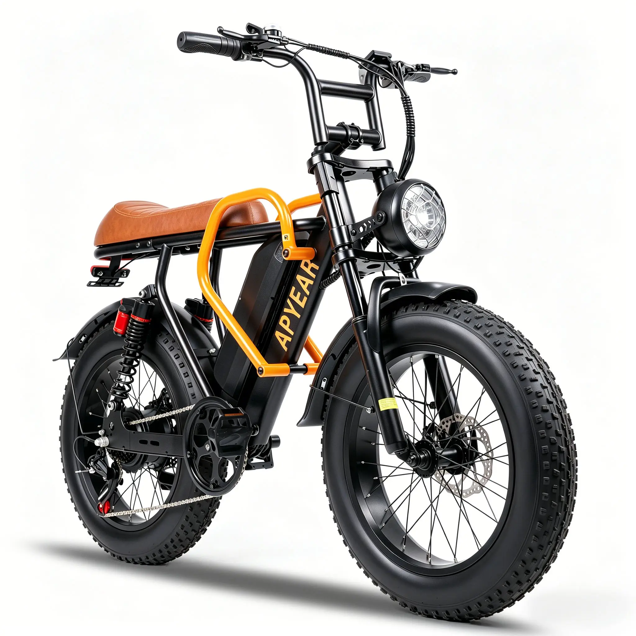 APYEAR Electric Bike 1500W Peak Motor for Adults, 20"x4.0" Fat Tire E-Bike, 48V 20Ah Removable Battery, Full Suspension, 28MPH Top Speed, 30–50 Miles Range, LED Headlights & Taillights, All-Terrain Electric Bicycle Fatbike Double Filter Pedal