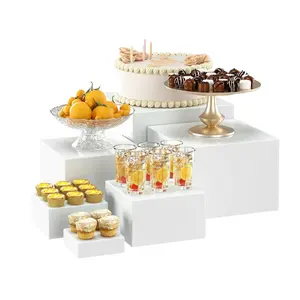 6pcs Transparent Round Cake Stand, Transparent Finish, Reusable Party Cake Base Holder, Bakery Display Service Tray, Party Essential, Ideal for Weddings, Festivals, Birthdays