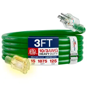 Outdoor/Indoor Extension Cord Heavy Duty 3 Prong SJTW, Waterproof, ETL Listed Flexible Cold-Resistant Long Power Cord by LifeSupplyUSA