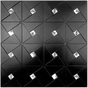 Vamos Tile Aluminium Peel and Stick Backsplash Tile, Metal Tile Stick on Backsplash for Kitchen/Bathroom Decor , Glass Mixed Self Adhesive Mosaic Tiles Wall Design