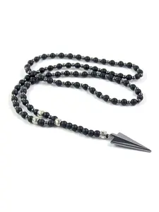 1pc Cool 6mm Matte Bead Necklace, 4mm Spacer Arrow Pendant, Unisex Casual Jewelry, All-Season Gift Idea