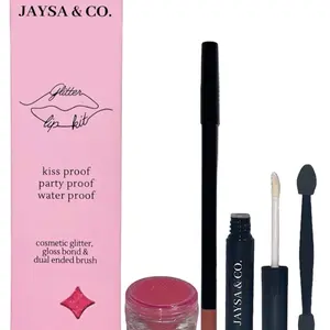 Jaysa & Co. Cherry Blossom Glitter Lip Kit- Kiss Proof, Water Proof, Party Proof - Long-lasting Matte Glitter Lipstick