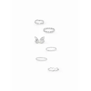 Cider 5 PCS WAVE & TWIST & BUTTERFLY RING SET