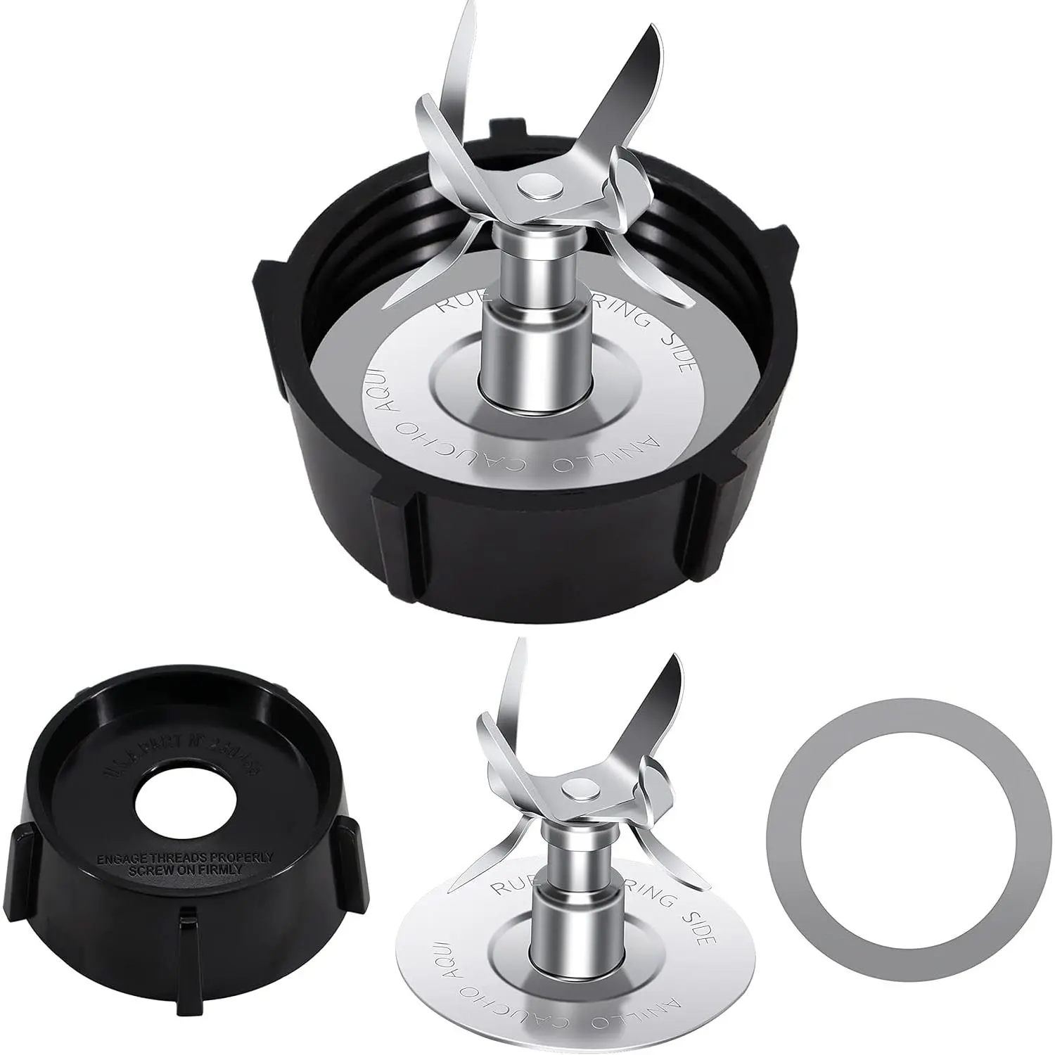 Oster Osterizer Kitchen Blender Replacement Parts - Steel 6-Point Fusion Blade, Blending Juicer Base, Rubber Seal Gasket, 4902 Bottom, 4980 Ice Crushing Fit to Keep Your Jar Blend w/ Old Jar