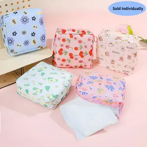 Cute Cartoon Design Sanitary Napkin Storage Bag, Cosmetic Storage Bag, Travel Cosmetic Bags, Lipstick Organizer, Portable Lightweight Menstrual Pouch, Large Capacity Small Bag, Travel Essentials