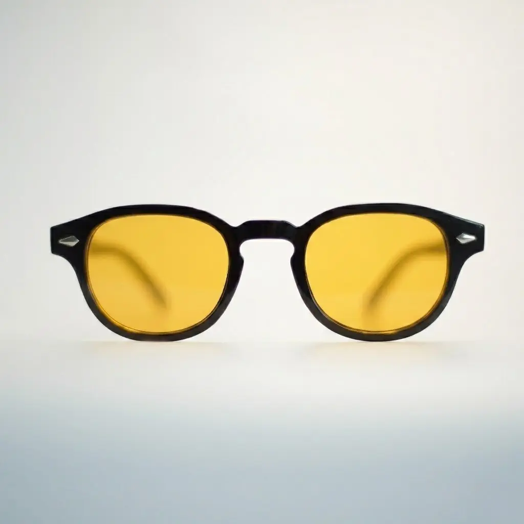 Trendy Vintage Round Acetate Sunglasses - UV Protection UV400, Lightweight Durable Frame, Yellow Lenses, 90s Style Casual Style Eyewear for Men & Women, High Quality Sunglasses, Casual Sunglasses, Sun Protective Sunglasses