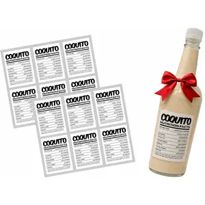Coquito Bottle Nutrition Facts Table Funny Labels, 12 Pack