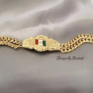 Gold Mexico Flag Bracelet for Men, MNB25