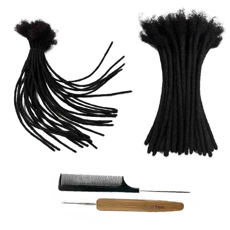 CCLG Loc extension 100% Human Hair Handmade Dreadlock Extensions | Dyeable & Bleachable | 0.4-0.8cm Width | 4-12 Inches | Perfect for locrepair add Length & Thickness Boost locjourney basic style