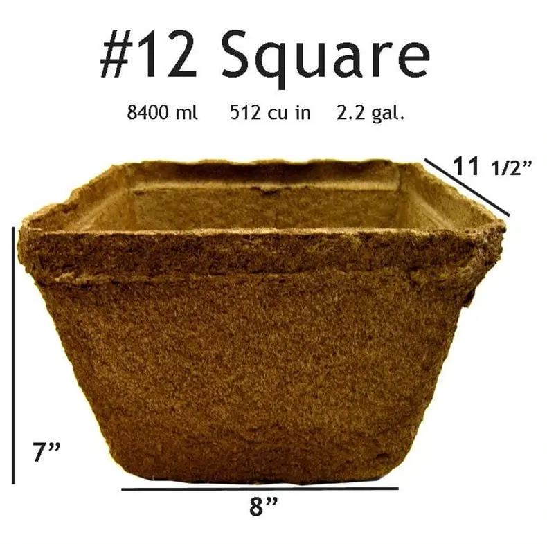 CowPots #12 Square Nursery Pots - 40-Pack Bulk Composted Cow Manure Planters, Biodegradable Eco-Friendly All-Natural USA-Made Garden Supplies for Home Improvement, Square Shape