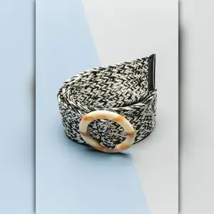 A255-A • Marble Buckle Woven Stretch Waist Belt