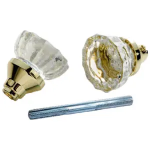 212 MAIN Polished Brass Glass Door Knob with Spindle, 2-Pack (Belwith Products 1140 Model)
