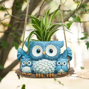 New Owl Hanging Planters, Hanging Plant Basket, Hanging Flower Pots, Cat Headed Flower Pot, Succulent Decoration Gift, Entryway Decor, Garden Ornament, Home & Garden