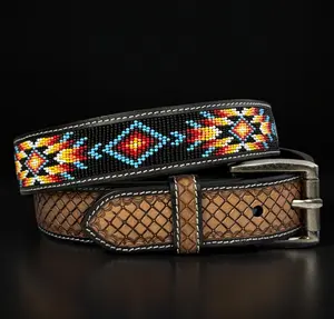 Western Full Grain Leather Belt Cowboy Cowgirl Belt with removable buckle 1.5" wide