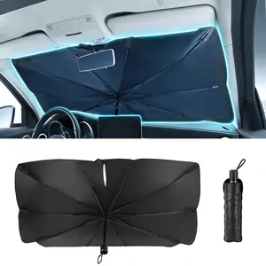Windshield Sun Shade Umbrella - [Vinyl Coating Heat Shield] Protect Car from Sun Rays & Heat Damage Keep Cool and Protect Interior, Spring Structure Edge Medium 55" L x 31" W