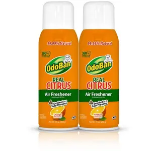 OdoBan 10 oz. Orange Real Citrus Air Freshener Spray, Citrus Oil Natural Air Freshener, Room Deodorizer & Toilet Spray (2 Pack)