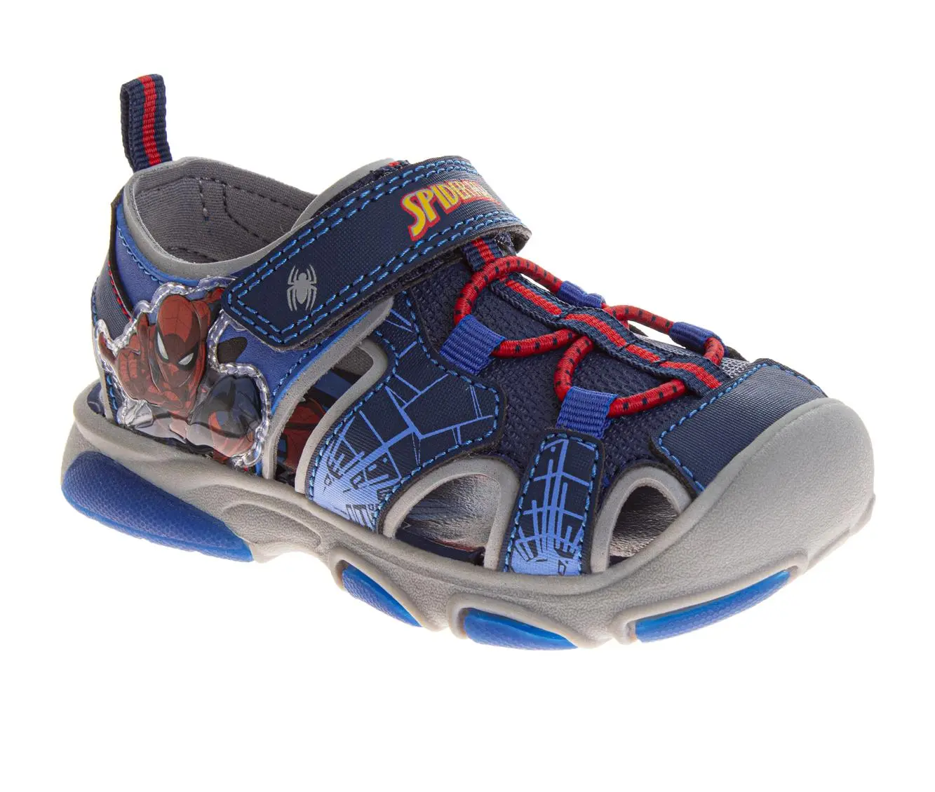 Spider-Man Boys' Closed-Toe Sports Sandals for Toddlers, Size 12 (3-4 Years) - Hook-and-Loop Closure, Easy On/Off, Traction and Durability, Ideal for Daily Use, Beach, Fashionable Casual Sandals, Round Toe, Rubber Sole, Officially Licensed, Size 6