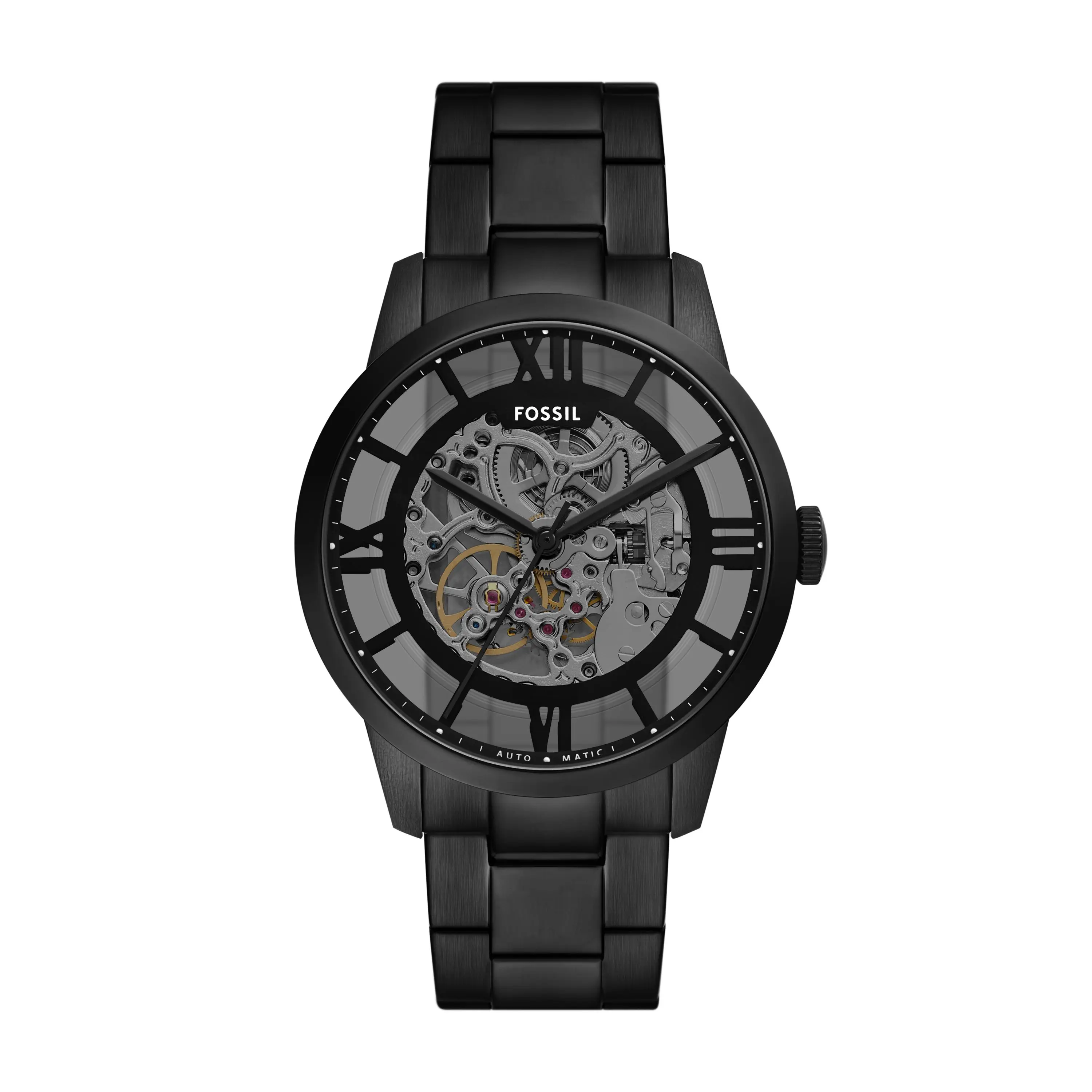 Fossil Men's Townsman 44mm Automatic, Black Stainless Steel Watch