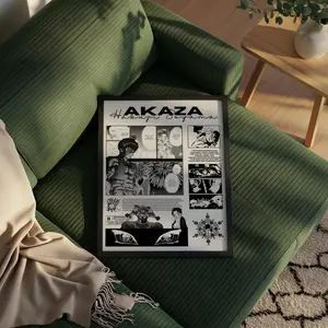 Akaza Poster, Demon Slayer Manga Panel Black & White Art, Upper Moon Three Print Wall Decor, Gift For Fans