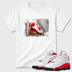 Unisex T-shirt To Match Sneakers Jordan 13 University Red - New Kicks. 100% Cotton for Casual Wear. Comfortable Summer Unisex T-Shirt to match Jordan Sneaker. Streetwear Style. urban outfitters