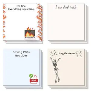 Funny Office Sticky Note Pad, 4 Counts/set Creative Self Adhesive Note Pad, Sticky Note Tool for School Office Home Supplies, Funny Stickers Paper, Sticker Cards, Sticker Packs