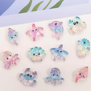 DIY Hairpin Accessories Crystal Sequins Marine Animal Charms Starfish Shell Dolphin Resin Beads Jewelry Making Supplies, Gifts For Kids Aged 4+